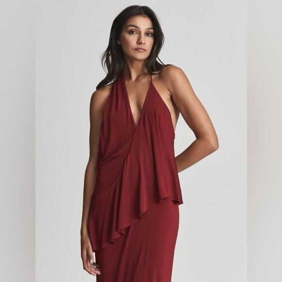 REISS XENA STRAPPY OPEN BACK COCKTAIL DRESS - Picture 4 of 13